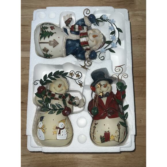 2002 Home Interior Resin Snow Friends Snowmen Figurines Christmas Set Of 3 - Picture 2 of 11